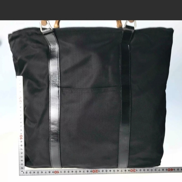 Gucci Bamboo Handled Black Nylon Tote - Picture 5 of 12